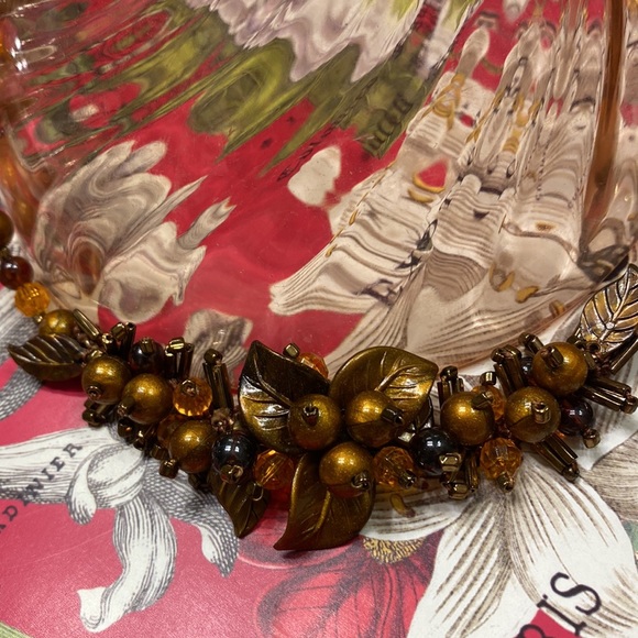 Made in Western Germany Jewelry - Vintage Made in Western Germany 15 1/2” necklace Lucite leaves/beads/glass beads